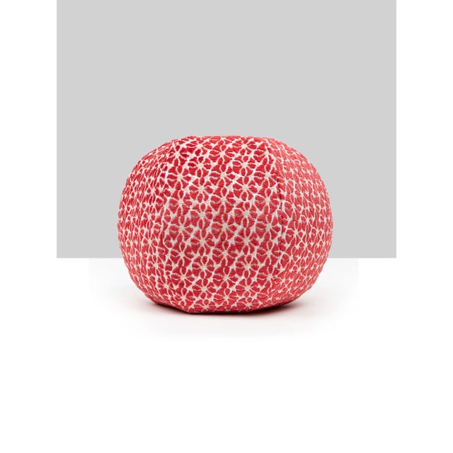 Contemporary The House Of Scalamandré Petal Velvet Circle Pillow In Red For Sale - Image 3 of 3