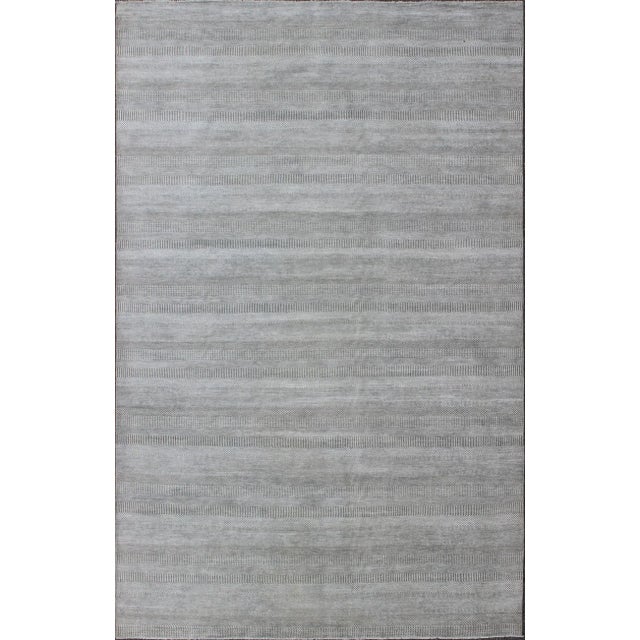 Indian Large Modern Rug With Transitional Design in Shades of Grey and Ivory 12'9 X 20' For Sale - Image 3 of 6