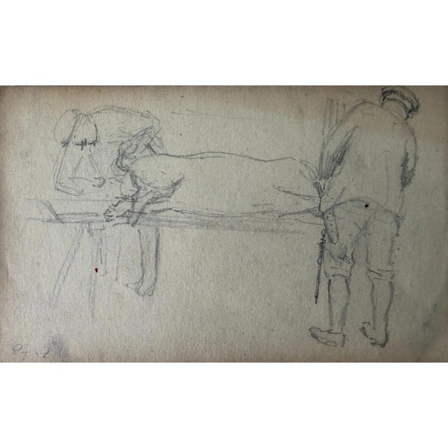 Piet Hein Eek Heinrich Pforr, 4 Drawings on 2 Sheets Home Slaughter of a Pig, Pencil For Sale - Image 4 of 11