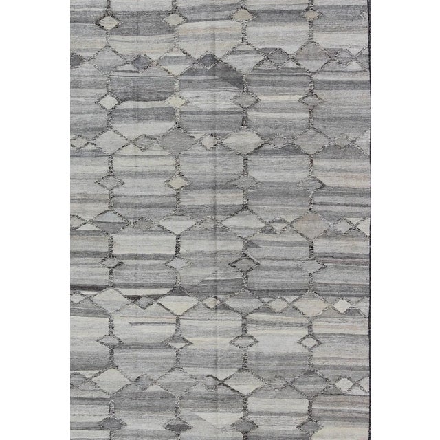Tribal Hand-Woven Kilim Rug by Keivan Woven Arts, Modern Wool Design 7'9 X 9'9 For Sale - Image 3 of 9