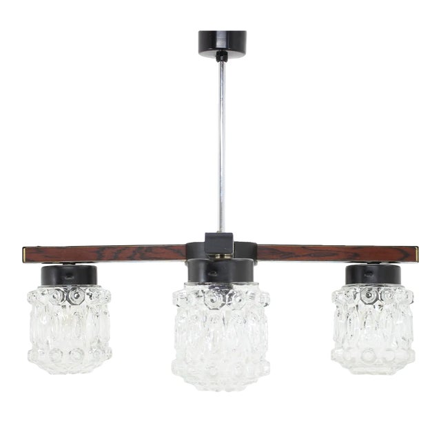 Vintage Glass Chandelier, 1970s For Sale