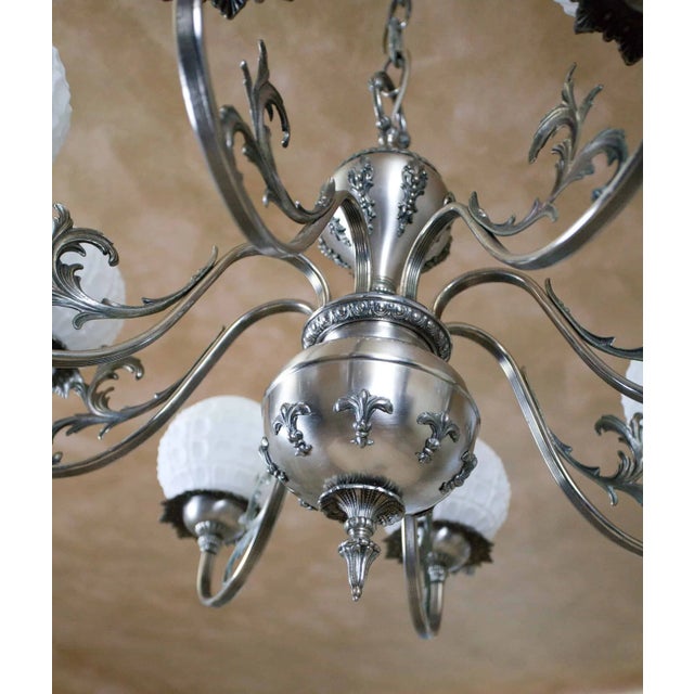 White Brass Chandelier, 1970s For Sale - Image 3 of 7