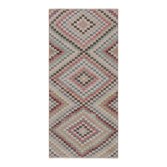 Vintage Zeki Müren Runner Rug, With Geometric Patterns, From Rug & Kilim For Sale