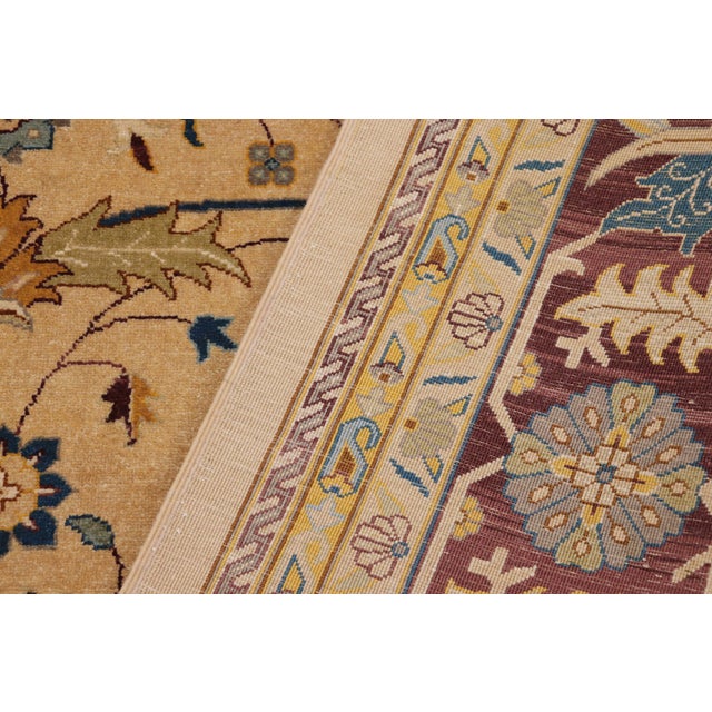 Tan Art Nouveau Tan/Aubergine Wool Rug - 9'0'' X 11'9'' For Sale - Image 8 of 10