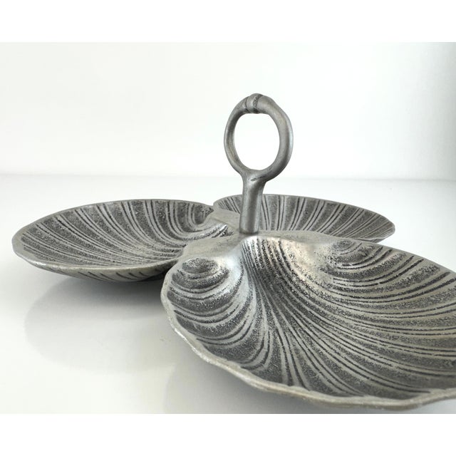 Vintage Mid-Century Italian Pewter Clam Shell Server by Peltri For Sale - Image 9 of 10