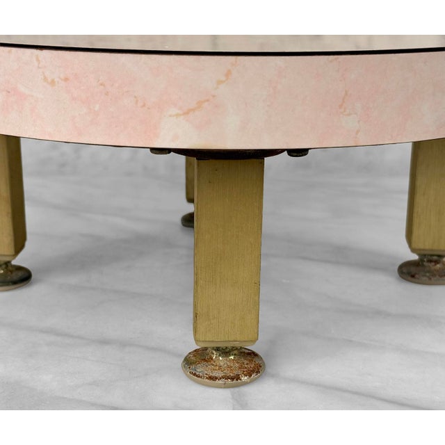 Paper Mid-Century Pink Marbled Formica Round Plant Stand For Sale - Image 7 of 8