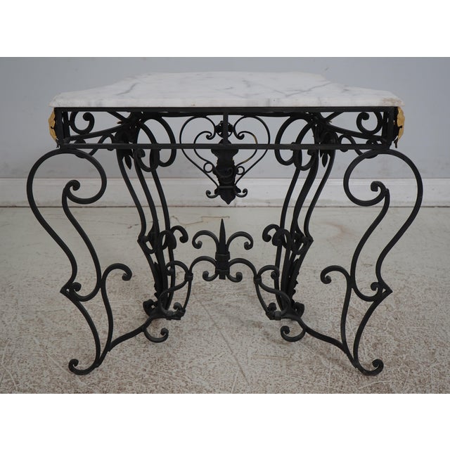 Wrought Iron Marble Top Console Foyer Table For Sale - Image 11 of 12