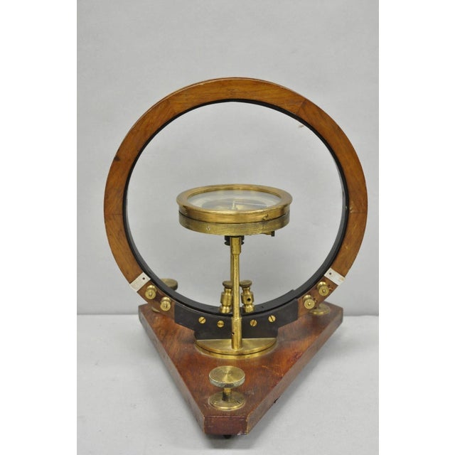 Victorian Antique Victorian Wood & Brass Tangent Galvanometer Lab Electrical Equipment For Sale - Image 3 of 17
