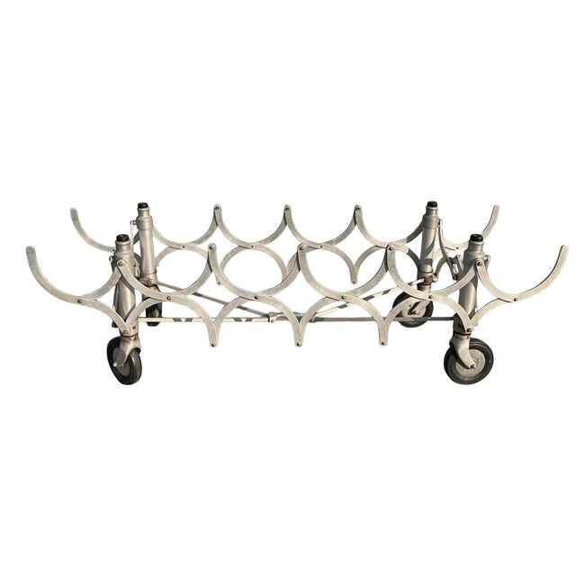 Industrial Chic Aluminum Casket Trolly Cocktail Table Base For Sale - Image 4 of 7