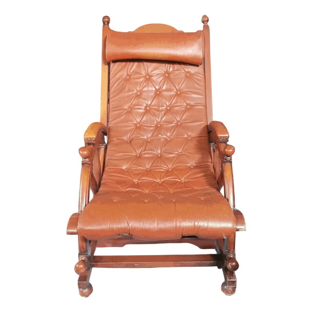 Naval Leather and Wood Armchair For Sale