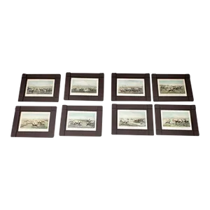 Antique Complete Set of Eight Hunting Prints Titled 'The Quorn Hunt' by H Alken, and Engraved by F C Lewis