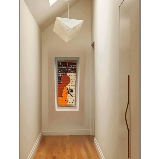 Large unframed abstract painting on recycled paper (72” high) by outsider artist (American, b. 1969) Christopher...