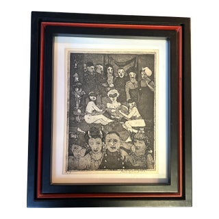 1950’s Original Abstract Expressionist Party Scene Lithograph For Sale