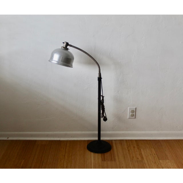 Vintage Early 20th Century Attributed to M. Brandt & Sons Industrial Style Gooseneck Spot Floor Lamp For Sale - Image 12 of 15