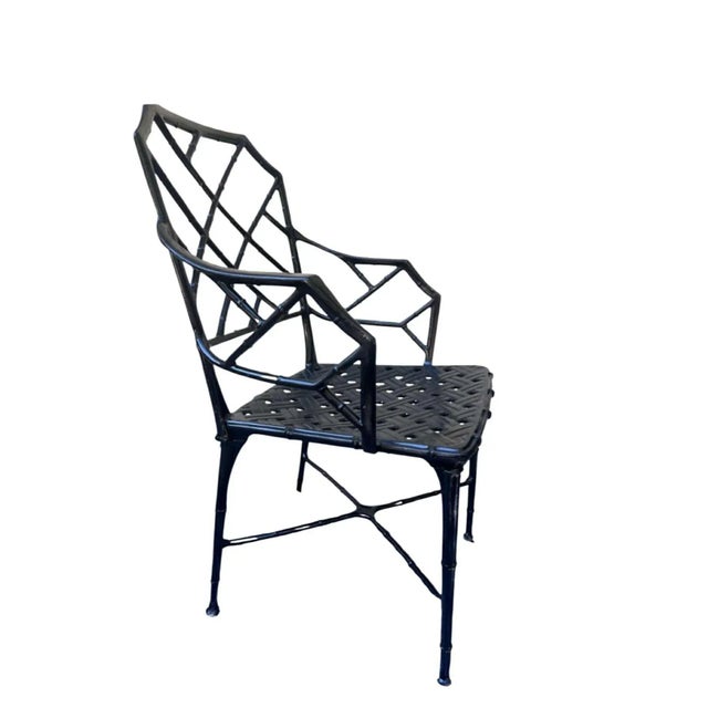 Chinoiserie Late 20th Century Set of 4 Chinoiserie Calcutta Brown Jordan Chairs Indoor Patio For Sale - Image 3 of 8