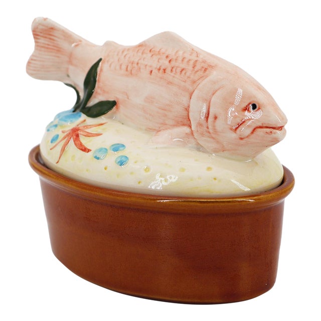 1970s Portuguese Majolica Salmon Pâté Tureen For Sale