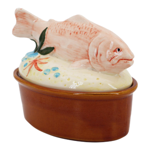 1970s Portuguese Majolica Salmon Pâté Tureen