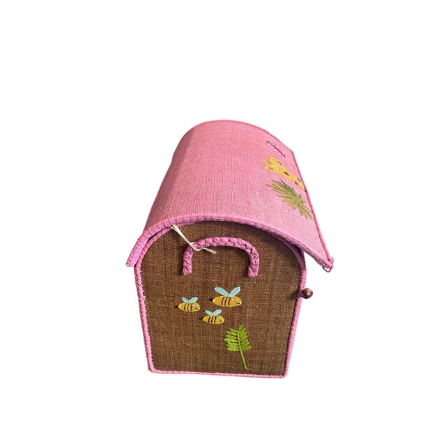 Boho Chic Whimsical Handcrafted Raffia Giraffe Toy Box For Sale - Image 3 of 9