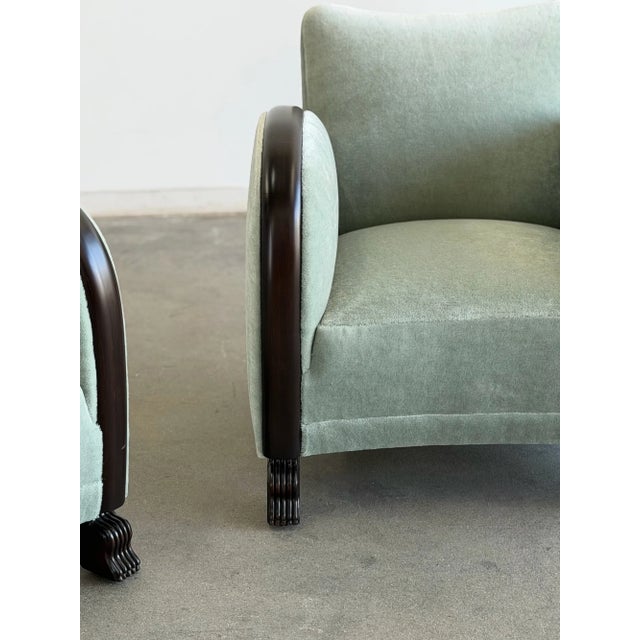 1960s Arched Chairs in Mint Blue Mohair For Sale In Los Angeles - Image 6 of 15