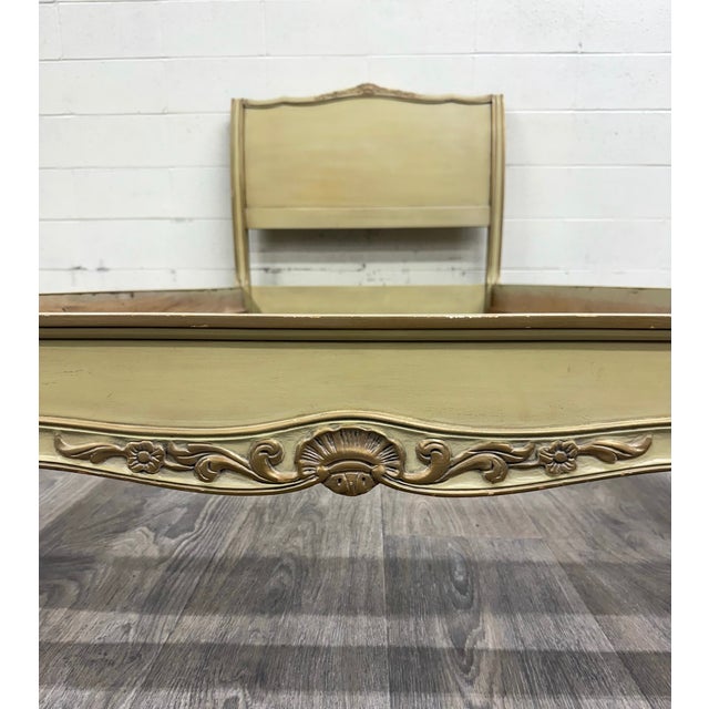 French Provincial Vintage Twin Size French Provincial Louis XV Style French Bisque Cream Bed For Sale - Image 3 of 15