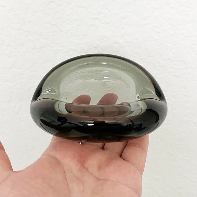 Glass 1950s Danish Smoke Grey Glass Ashtray Bowl For Sale - Image 7 of 7