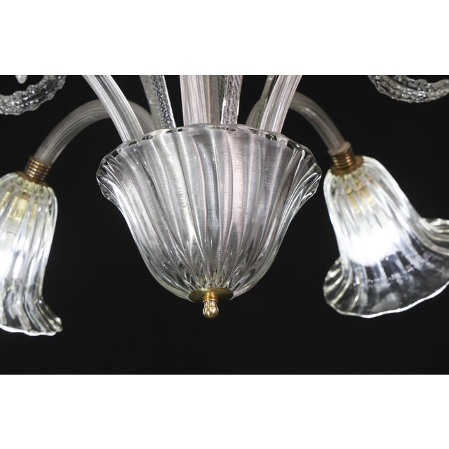 Amazing Art Decò Murano Glass Chandelier 5 Light, 1950 For Sale - Image 4 of 18