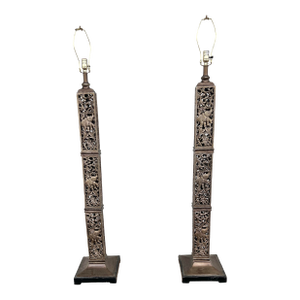 1990s Tall Floor Lamps With Elephants - a Pair