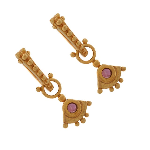 Early 21st Century Evil Eye Sterling Silver Tourmaline Gemstone Gold Earrings, A Pair For Sale - Image 5 of 6