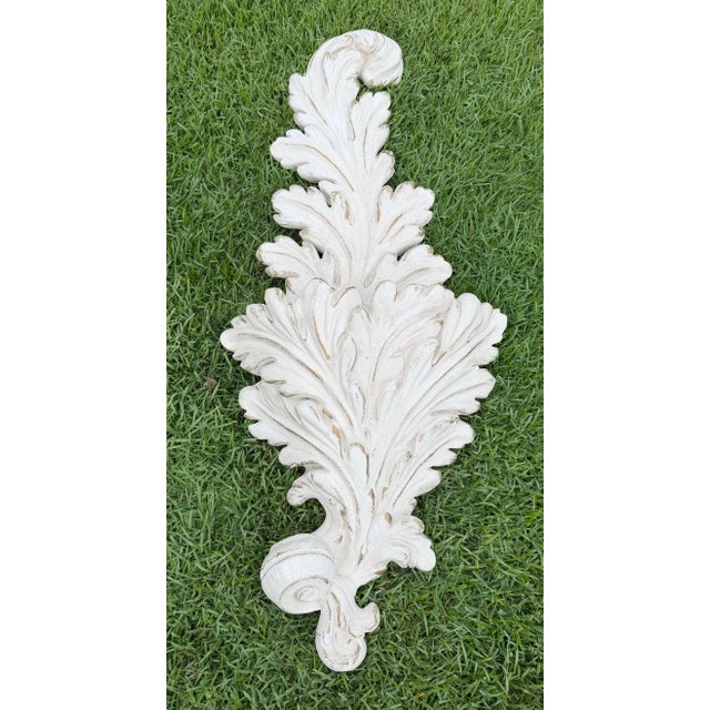 French Country Vintage Giant 36” Acanthus Leaf Architectural Wall Planter / Wall Pocket For Sale - Image 3 of 11