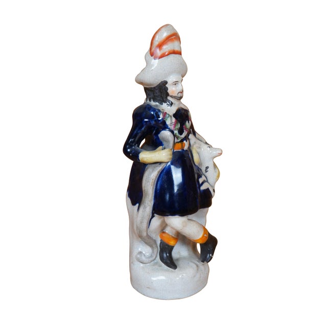 English Antique Staffordshire Scottish Highlander Huntsman Bow Deer Stag Figurine For Sale - Image 3 of 11