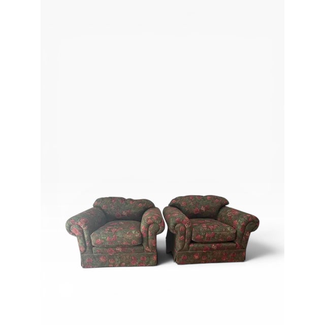 2000 - 2009 Pair of Kravet Attributed Armchairs Upholstered in Ralph Lauren Floral Fabric For Sale - Image 5 of 10