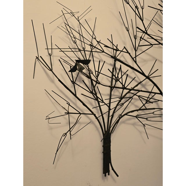 Curtis Jere Mid Century Winter Trees With Birds Wall Sculpture C Jere For Sale - Image 4 of 17