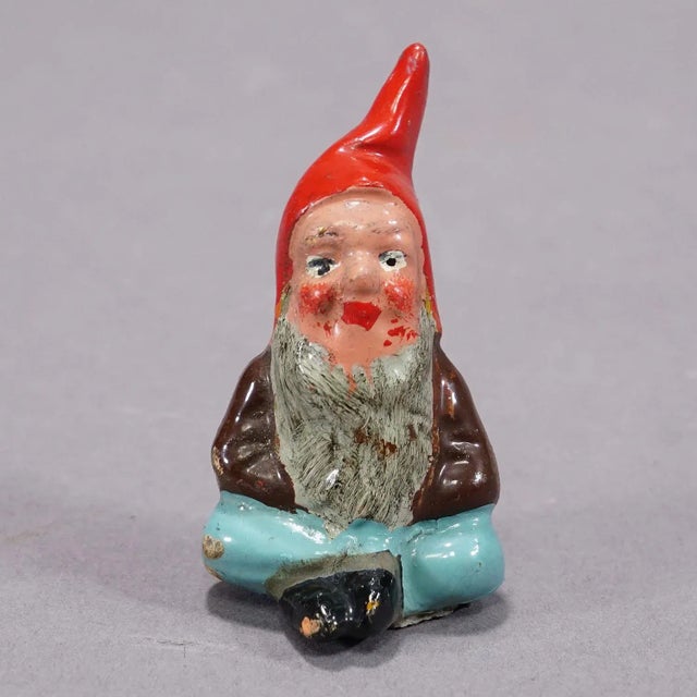 Ceramic Five Tiny Terracotta Garden Gnomes, Germany Ca. 1950s For Sale - Image 7 of 8