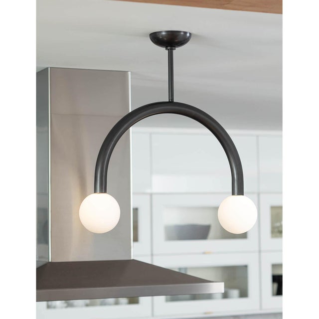 Traditional Regina Andrew Happy Steel Pendant, Small, Oil Rubbed Bronze For Sale - Image 3 of 10