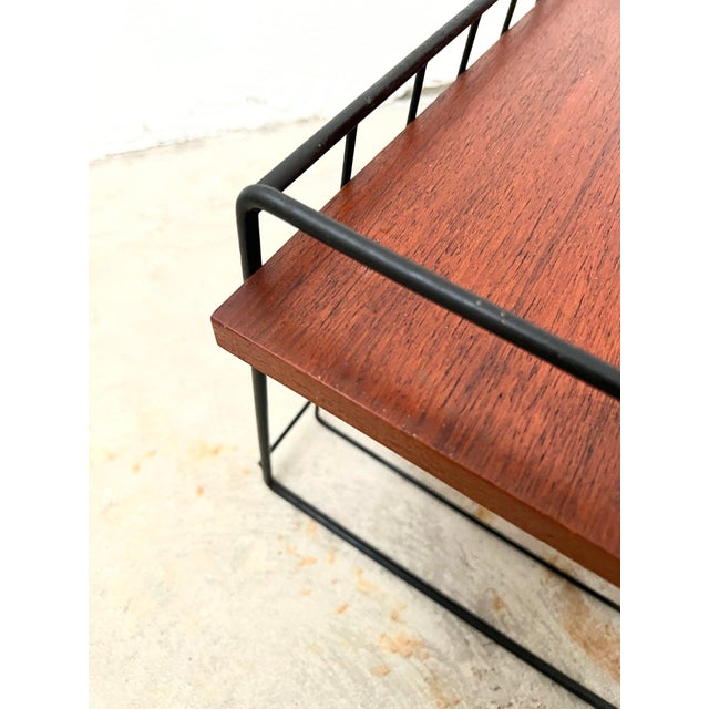 Mid-Century Modern Bedside Shelf with Drawers in Metal and Teak, 1960s For Sale - Image 11 of 12