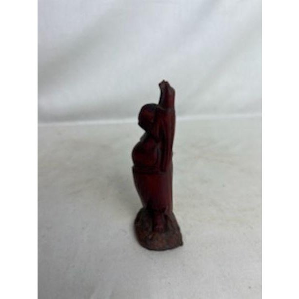 Brown 1960s Carved Wood Happy Buddha For Sale - Image 8 of 10