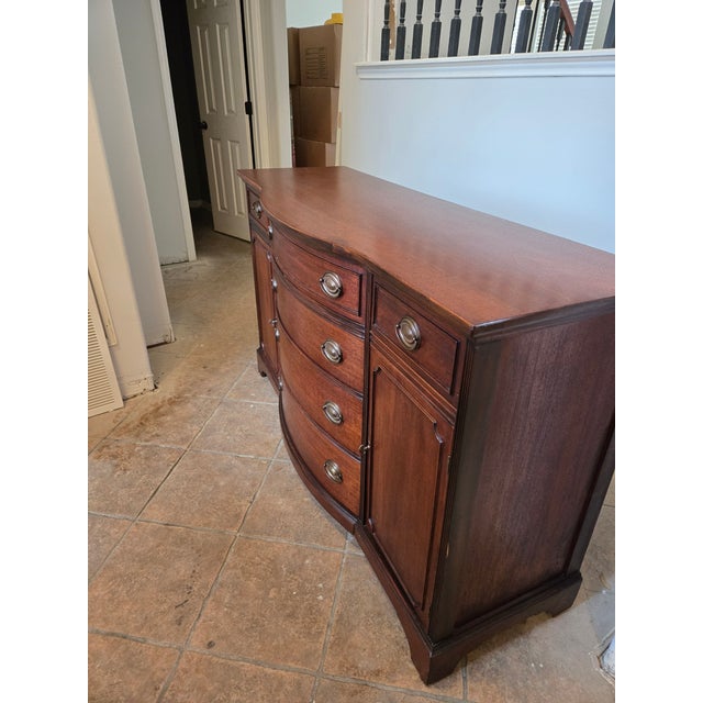 Wood (Set) Exquisite 1948 Drexel “Travis Court” Federal Revival Sideboard & China Cabinet For Sale - Image 7 of 18