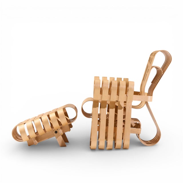 Knoll Frank Gehry for Knoll Mid Century Power Play Chair and Ottoman For Sale - Image 4 of 11