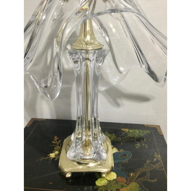 Glass Vintage Cofrac Art Verrier France Crystal Large Tabel Lamp For Sale - Image 7 of 12