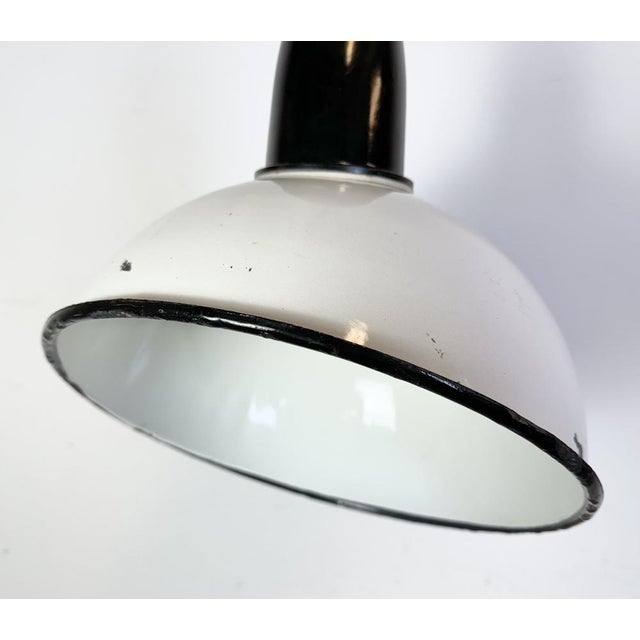 1960s Industrial Soviet White Enamel Pendant Lamp, 1960s For Sale - Image 5 of 18