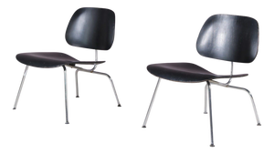 LCM Chairs in Chrome Metal with Black Plywood by Charles & Ray Eames for Herman Miller, USA, 1960s, Set of 2
