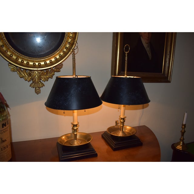 Metal 19th Century Large English Brass Chamber Stick Lamps - a Pair For Sale - Image 7 of 8