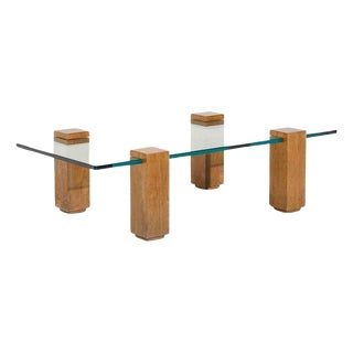 Glass and Wood Coffee Table by Edoardo Detti, Italy, 1960s For Sale