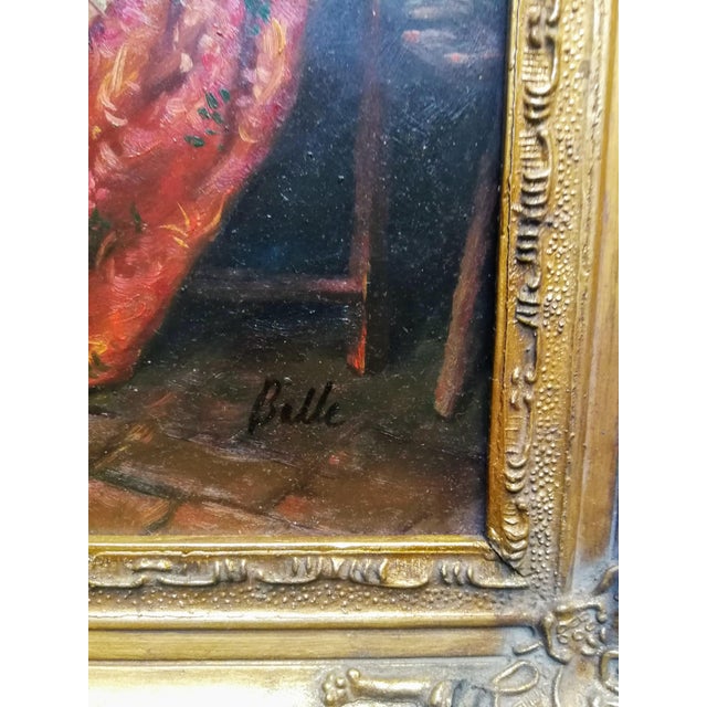 Balle, Bourgeois Scene with a Cat, Oil Painting For Sale - Image 7 of 10