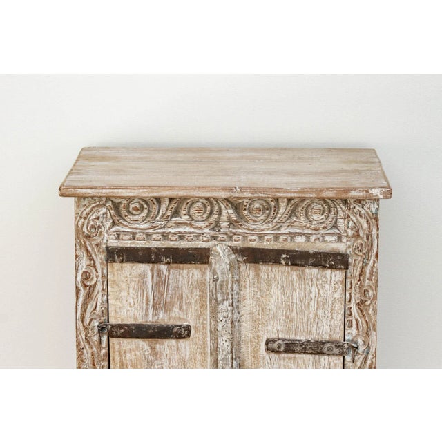 Primitive Teak & Metal Carved Cabinet For Sale In Los Angeles - Image 6 of 7