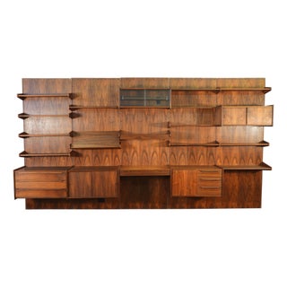 1950s Five Panel Rosewood Wall Unit Pega by Juul Christiansen Norway For Sale