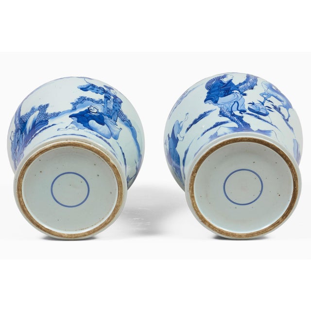 Ceramic Chinese Near Pair 19th Century Blue and White Vases For Sale - Image 7 of 9