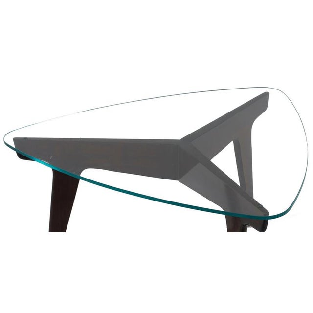 Vintage Mahogany and Crystal Coffee Table by Gio Ponti, Italy, 1950s For Sale - Image 3 of 5
