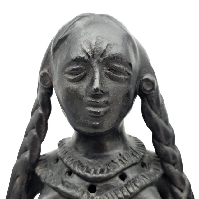 Mid 20th Century 19.5" Mexican Barro Negro Mother & Child Sculpture Lamp Base For Sale - Image 5 of 11