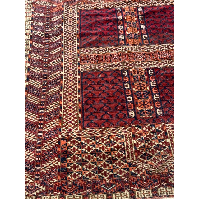 Antique Turkmen Hachlou Square Rug, 1890s For Sale - Image 11 of 18